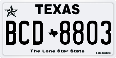 TX license plate BCD8803