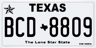 TX license plate BCD8809