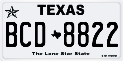 TX license plate BCD8822
