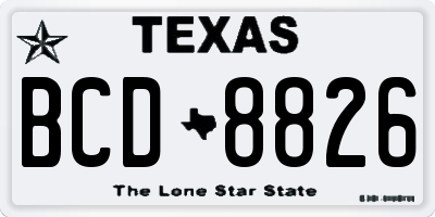TX license plate BCD8826