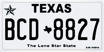 TX license plate BCD8827