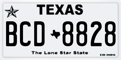 TX license plate BCD8828