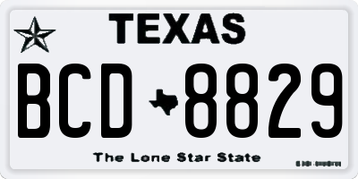 TX license plate BCD8829