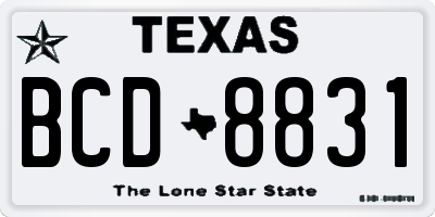TX license plate BCD8831