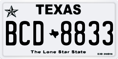 TX license plate BCD8833