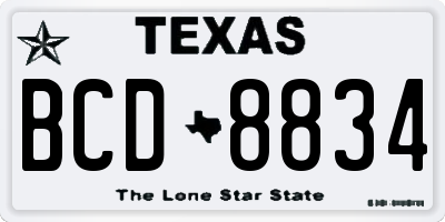 TX license plate BCD8834
