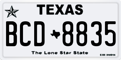 TX license plate BCD8835