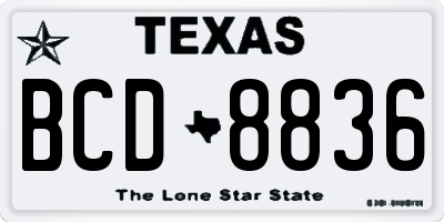 TX license plate BCD8836