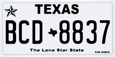 TX license plate BCD8837