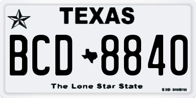 TX license plate BCD8840