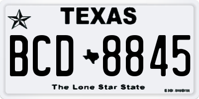 TX license plate BCD8845