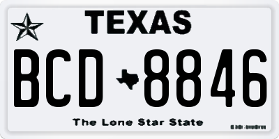 TX license plate BCD8846