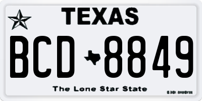 TX license plate BCD8849