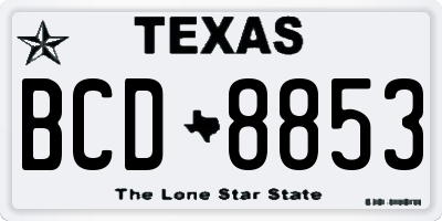 TX license plate BCD8853