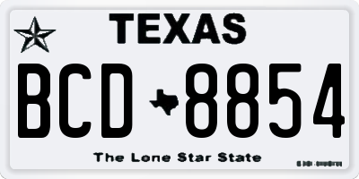 TX license plate BCD8854