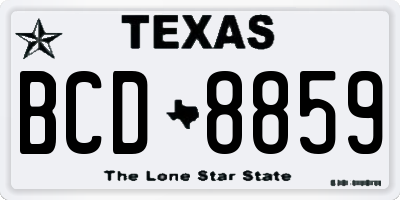 TX license plate BCD8859