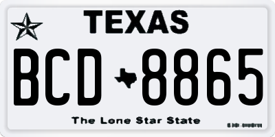 TX license plate BCD8865