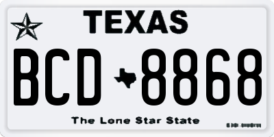 TX license plate BCD8868