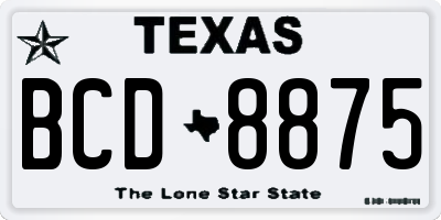 TX license plate BCD8875