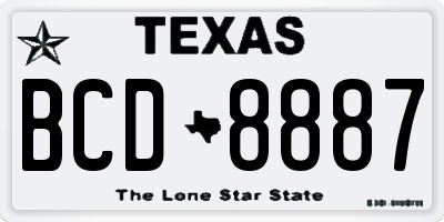 TX license plate BCD8887