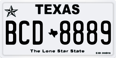 TX license plate BCD8889