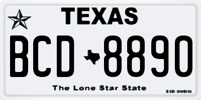TX license plate BCD8890