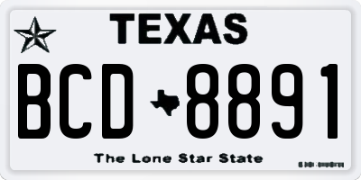 TX license plate BCD8891