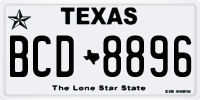 TX license plate BCD8896