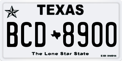 TX license plate BCD8900
