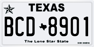 TX license plate BCD8901
