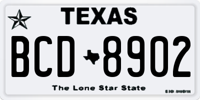 TX license plate BCD8902