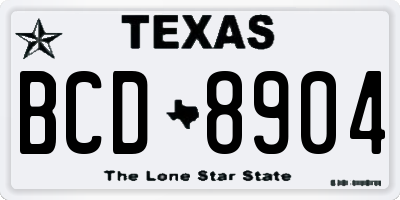 TX license plate BCD8904