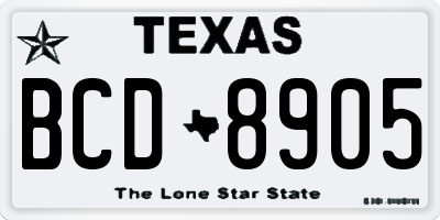 TX license plate BCD8905