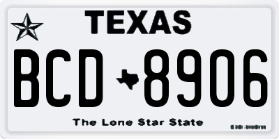 TX license plate BCD8906