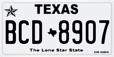 TX license plate BCD8907