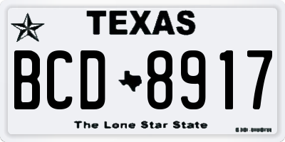 TX license plate BCD8917