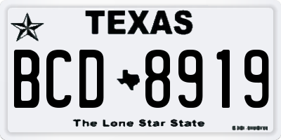 TX license plate BCD8919