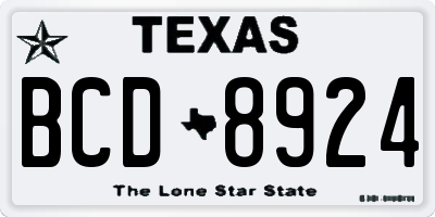 TX license plate BCD8924
