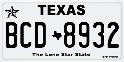 TX license plate BCD8932