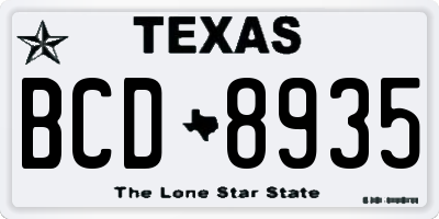 TX license plate BCD8935