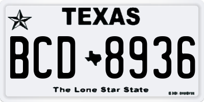 TX license plate BCD8936