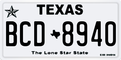 TX license plate BCD8940