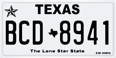 TX license plate BCD8941