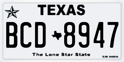TX license plate BCD8947