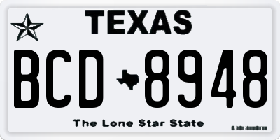 TX license plate BCD8948