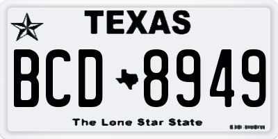 TX license plate BCD8949
