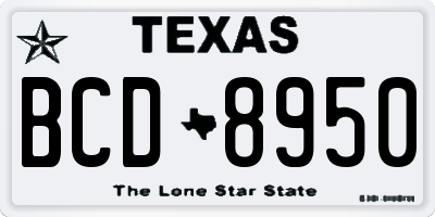 TX license plate BCD8950