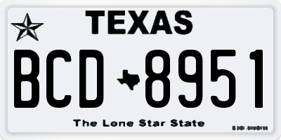 TX license plate BCD8951
