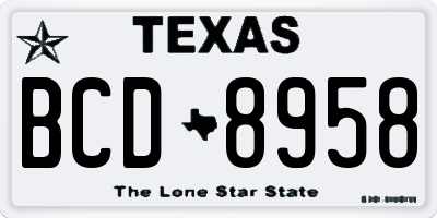 TX license plate BCD8958