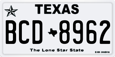 TX license plate BCD8962